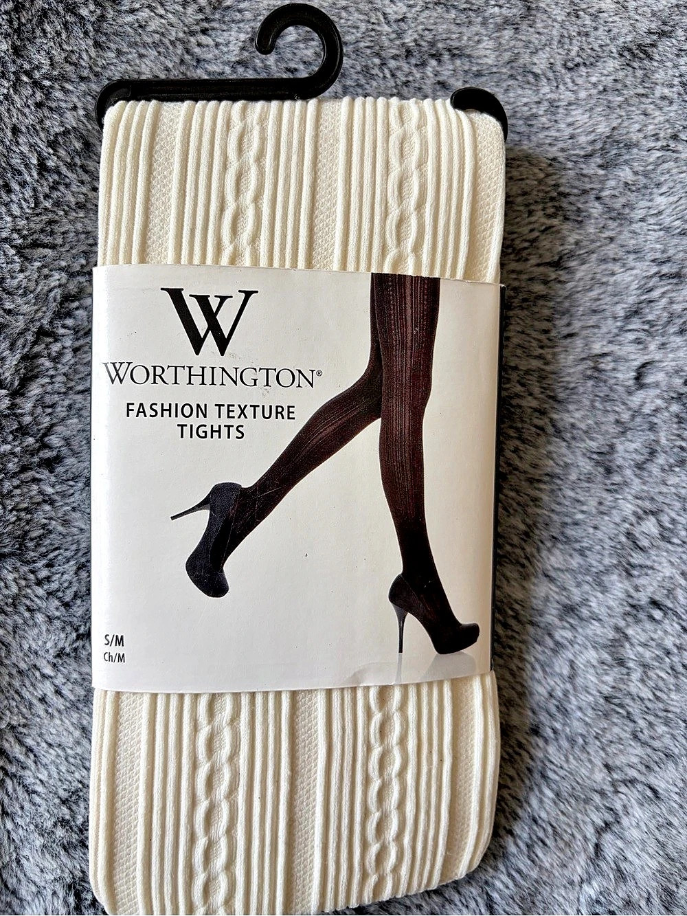 Worthington Fashion Texture Tights Cable Knit Tights Cream Size S/M NWT
